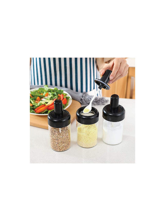 Factory Plastic Tabletop Rotating Spice Rack Black 6pcs
