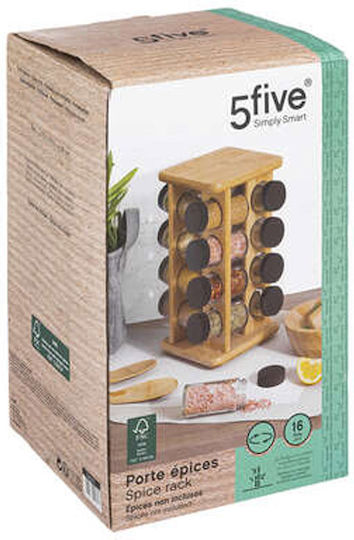 5Five Gewürzbehälter Holz auf drehbarem Ständer Braun 17Stück 17Stück