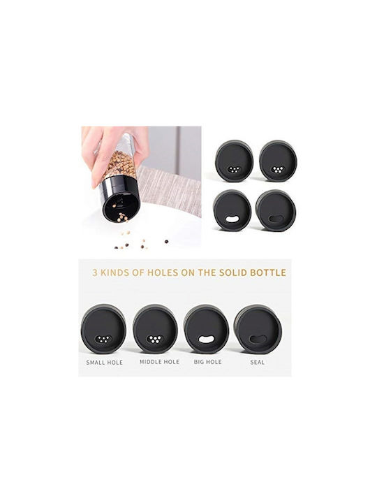 Relaxdays Spice Rack Θήκες Μπαχαρικών Γυάλινες σε Περιστρεφόμενη Βάση Μαύρη 12τμχ