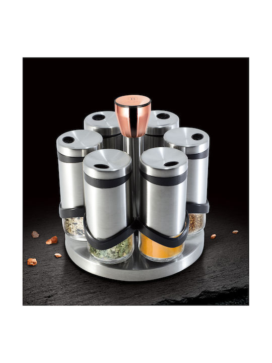 Berlinger Haus Inox Tabletop Rotating Spice Rack Moonlight Collection Silver 7pcs