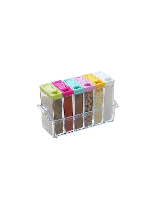 Plastic Tabletop Spice Rack with Stand Transparent 6pcs GE-