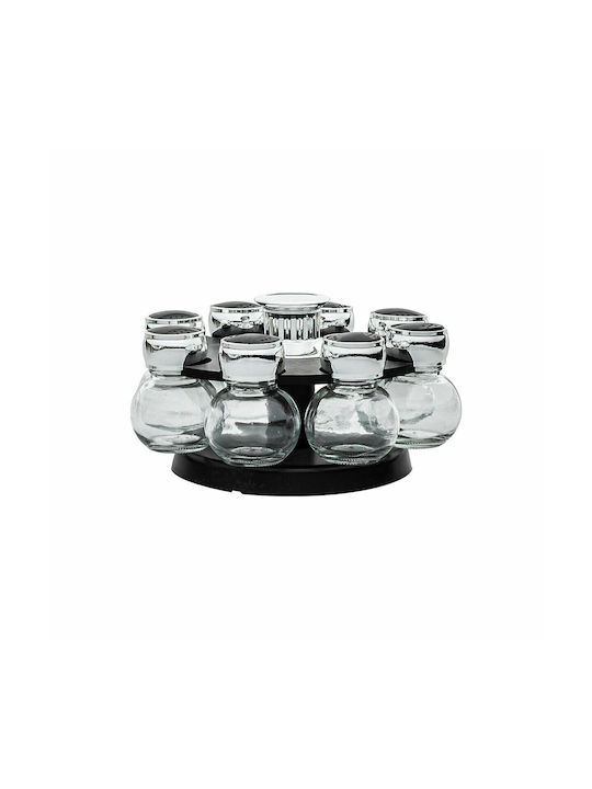 Estia Glass Tabletop Rotating Spice Rack Silver 8pcs