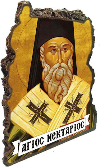Icoană Sfântul Nektarios – Ceramică de Masă Piatră Artificială 20cm