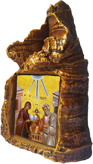 Heiligenikone der Heiligen Familie – Tischstein in Herzform 14cm