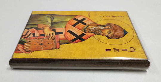 Saint Spyridon Bishop of Trimythous Cyprus Wooden Icon Frame Category Paper Krn No 0 Dimensions 10.0cm X 14.0cm Wooden Icon MDF S&k Byzantine Icons