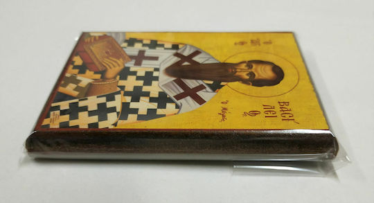 St. Vasileios The Great Archbishop of Caesarea Cappadocia Wooden Icon Frame Category Paper Krn No 00 Dimensions 6.5cm X 9.5cm Wooden MDF Icon S&k Byzantine Icons