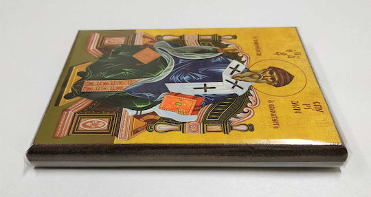 Saint Spyridon Bishop of Trimythountos Cyprus Enshrined Paper Frame Category Krn No 0 Dimensions 10.0cm x 14.0cm Wooden MDF S&k Byzantine Icons