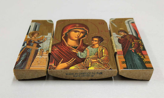 Holy Mary Christ the Teacher Iberian Triptych Paper Category Trypt No 00 Dimensions 10.0cm X 7.5cm Open Icon Wooden Icon Iroko S&k Byzantine Icons