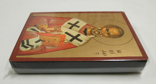 Saint Nicholas Archbishop of Myron Lykia Flat Paper Icon Category 0 Tal Dimensions 10.0cm X 14.0cm Wooden MDF S&k Byzantine Icons