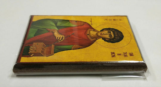 Saint Panteleimon the Great Martyr Paper Icon Frame Category Paper Krn No 00 Dimensions 6.5cm x 9.5cm Wooden MDF S&k Byzantine Icons
