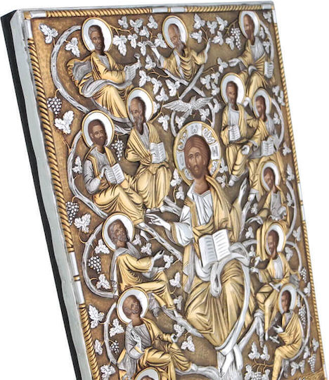 Echte Rebe Silberne Heiligenikone Goldene 36x26cm