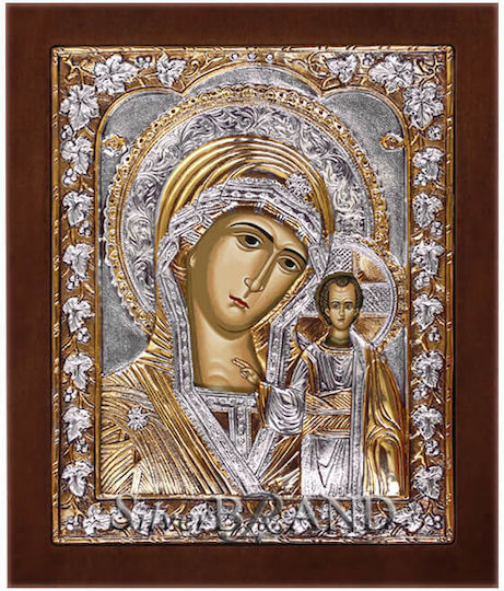 Holy Mary Kazanskaya Silver Gilded Icon 24x20cm