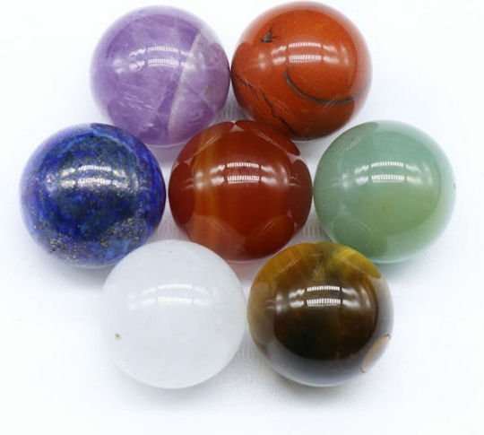 Feng Shui Semi-Precious Stones 7 Chakra Sphere-Shaped Tabletop Decor Feng Shui Semi-Precious Stones 7 Chakra Sphere-Shaped Tabletop Decor