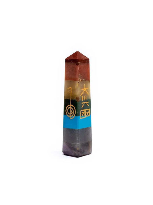 Obelisc 7 Chakre Naturale Minerale Gravate Simboluri Reiki Decor pentru Masă