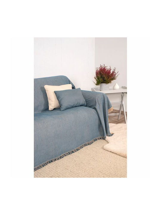 Naf Naf Highline Three-Seater Sofa Throw Chenille 180x300cm Blue
