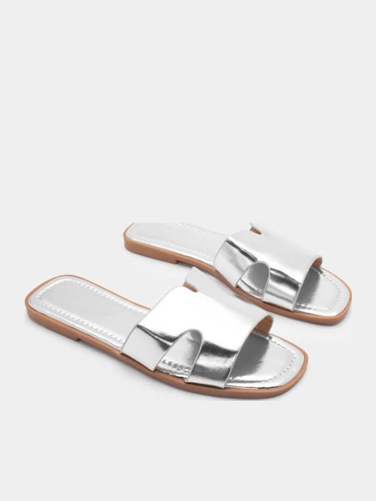 Women's Flat Sandals in Silver Color