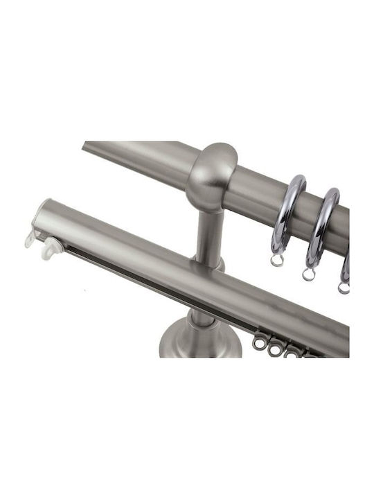 Κουρτινόξυλο Viometale Set See Through Φ35 Νίκελ Ματ 180εκ Μονο Σετ 180 Cm