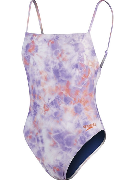 Costum De Baie Întreg Sport Miami Lila/Coral Moale/Alb