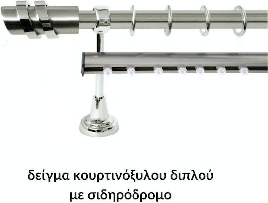 Vorhangstangen Import Φ25 Serie Γ Nr.5 Nickel Matt Chrom Import Hellas Doppel--Innenbereich--Eisenbahn--200cm