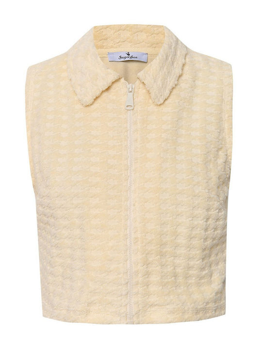 Short Women's Vest with Zipper White