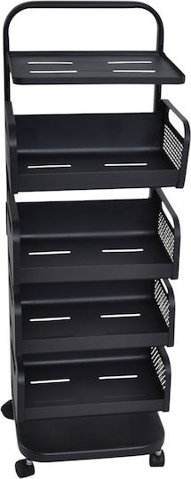 Ankor Metallic Kitchen Trolley 4 Tiers Black 37x22x106cm