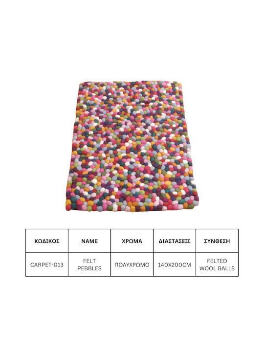 Jgs S.a Μάλλινο Χαλί Σαλονιού Πολύχρωμο Felt Pebbles Carpet-013 140χ200cm