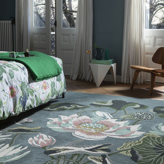 Waterlily 38608 Mitternachtssee Wedgwood Wohnzimmer Teppich 200 Cm Rund