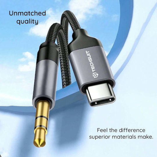 Techsuit Regular USB 2.0 Cablu USB-C bărbătesc - 3,5 mm male Gri 0.5m