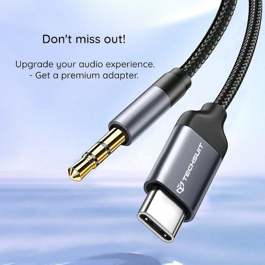 Techsuit Regular USB 2.0 Cablu USB-C bărbătesc - 3,5 mm male Gri 0.5m