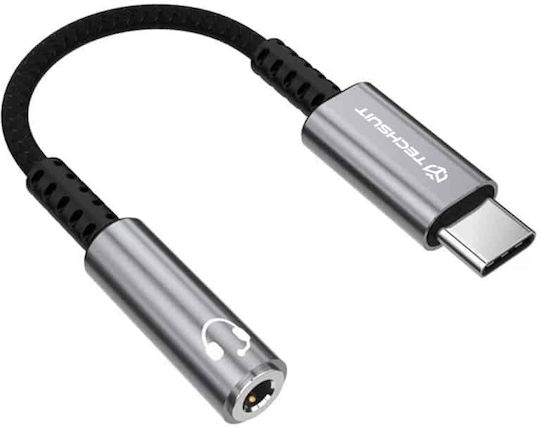 Techsuit Редовна USB 2.0 Кабел USB-C мъжки - 3,5 мм женски Сив 0.1м