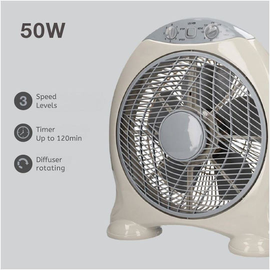 Niaros Box Fan 50W Fan Diameter 41cm Beige