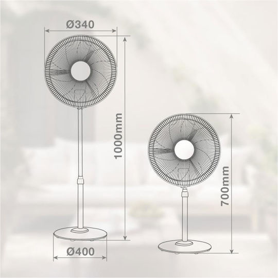 Niaros Puncha Πολυμορφικός Ανεμιστήρας 35W Διαμέτρου 34cm Λευκός