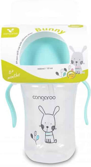 Cangaroo Baby Cup with Handles and Straw made of Plastic Blue 300ml for 6m+m+
