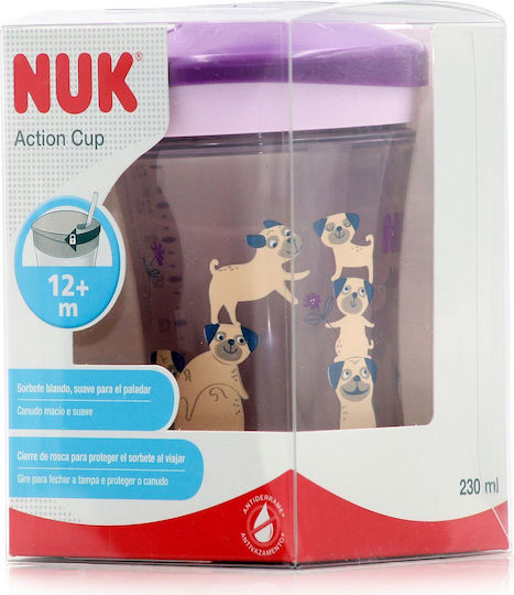 Nuk Παιδικό Ποτηράκι Action Cup από Πλαστικό Μωβ 230ml για 12m+