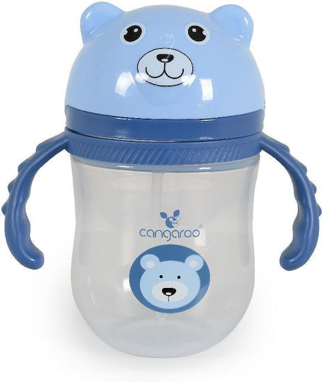 Cangaroo Бебешка чаша с дръжки и сламка C0586 от пластмаса Син 240мл за 6m+m+