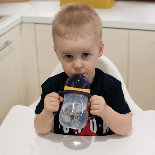 Akuku Baby Cup with Handles and Straw made of Plastic Yellow 280ml