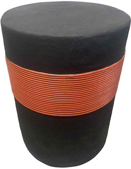 Round Side Table Belt Wooden Black 38.5x38.5x52 cm