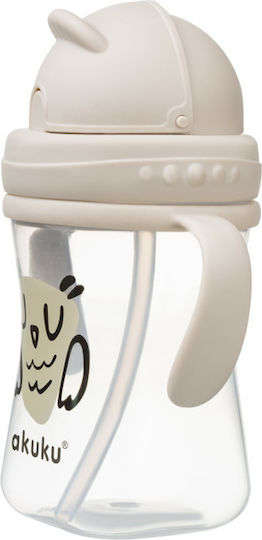 Akuku Baby Cup with Handles and Straw made of Plastic Beige 300ml for 9m+m+