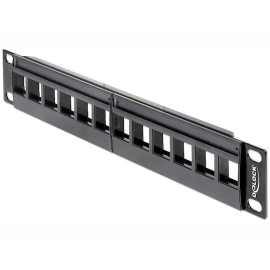 Digitus Patch Panel Keystone για Rack 1U 10" 12 Θυρών Μαύρο