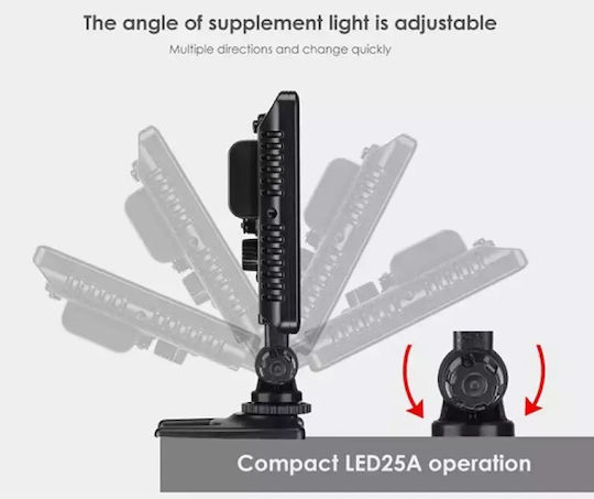 Visico LED-25A Video Light 3200 - 5600K 25W με Φωτεινότητα LUX 200 Lux