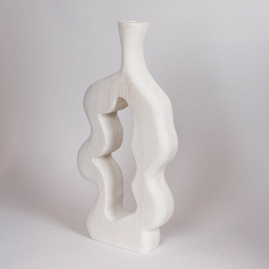 Βάζο Ξύλινο Λευκό 21x6xΥ45cm Βάζο Ξύλινο Λευκό 21x6xΥ45cm