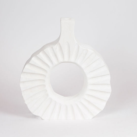Βάζο Ξύλινο Λευκό Φ27xΥ30cm