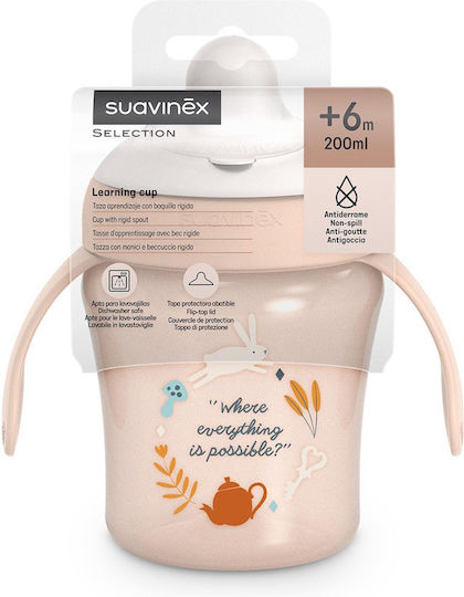 Suavinex Εκπαιδευτικό Μπιμπερό Πλαστικό με Λαβές Ροζ για 6m+ 200ml