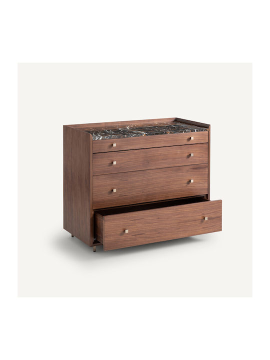 Kommode Marmor Holz Walnuss