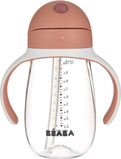 Beaba Baby Cup with Handles and Straw made of Plastic Pink 300ml for 8m+m+