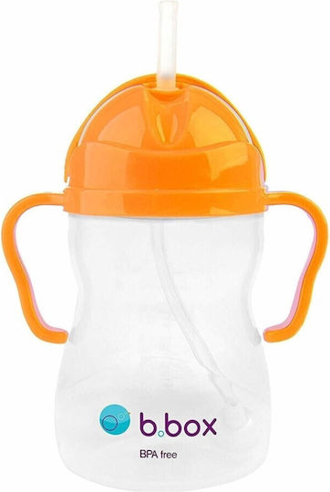 B.Box Baby Cup with Handles and Straw made of Plastic Orange 240ml for 6m+m+