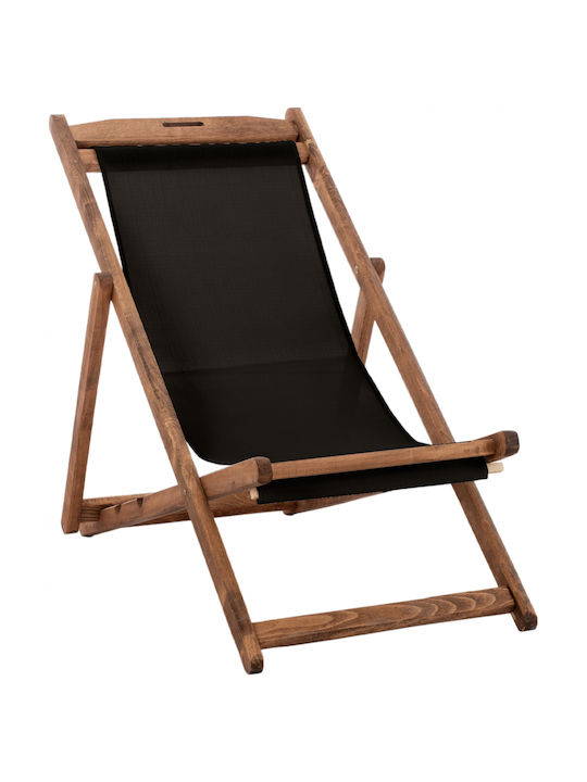 Deckchair Lemnos Wooden With Arms Beige Fabric