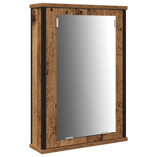 vidaXL Countertop with Sink, Mirror & Column Old Wood