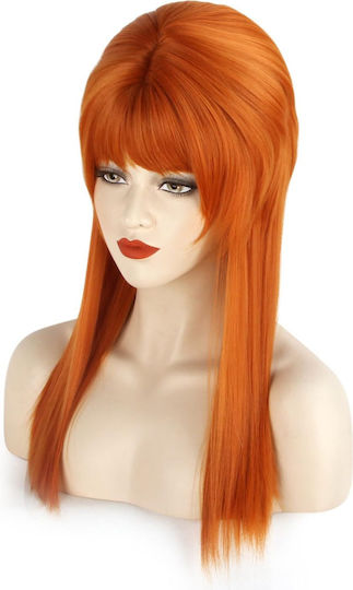 Women's Vintage Retro Style Straight Red Wig Bangs Circumference 50 Cm