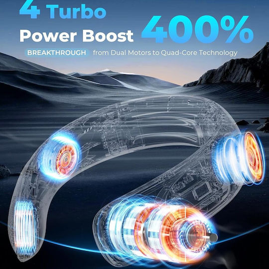 Techsuit Ανεμιστηράκι Λαιμού USB Επαναφορτιζόμενο 4000mAh 9W Μαύρο